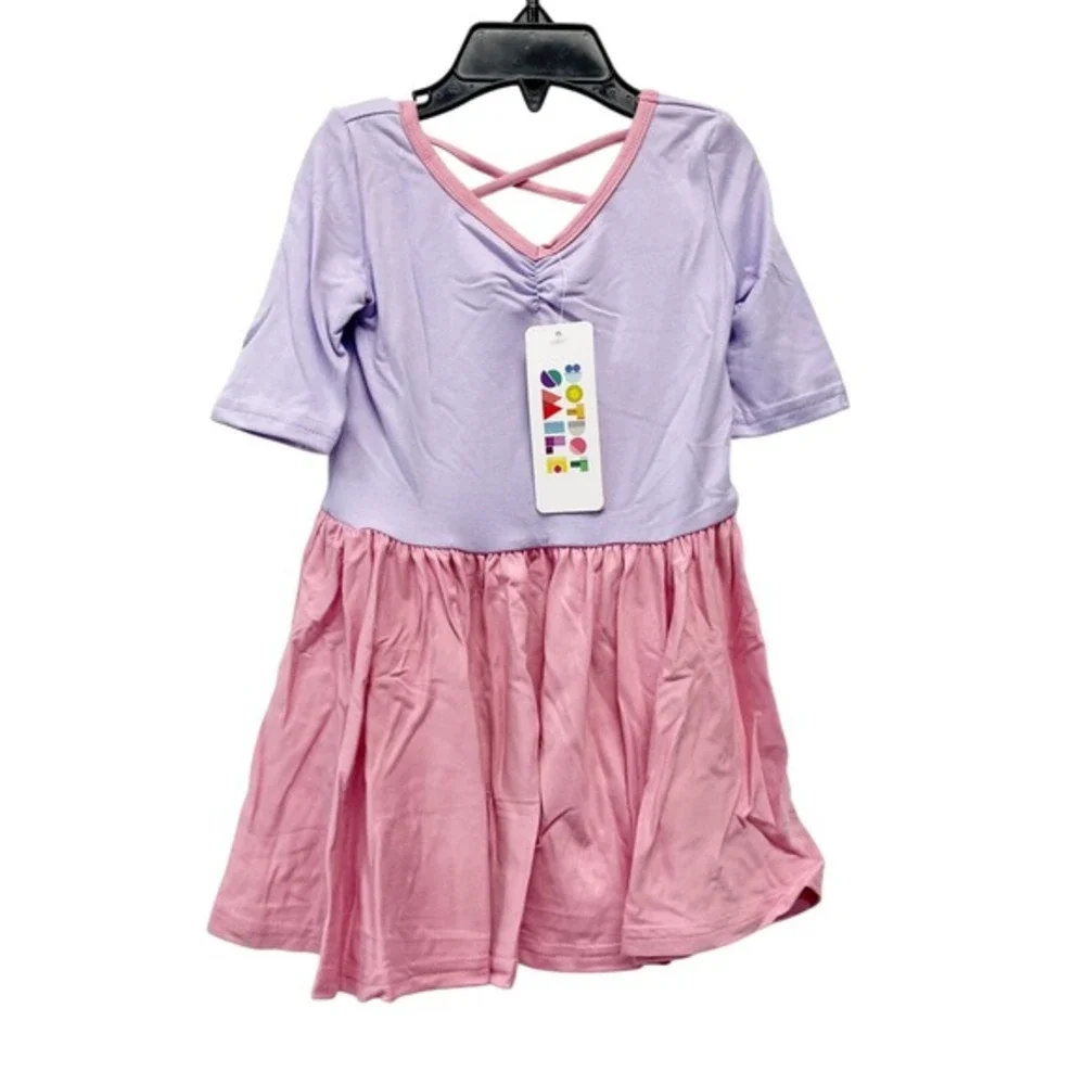 Dot Dot Smile Girls Purple & Pink Ballerina Short Sleeve Dress‎ Size 2T
